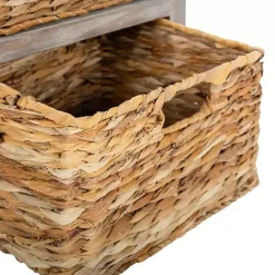 Online Kirklands Home Wood Side Table with Baskets Gray