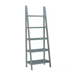 Discount Kirklands Home Wood 5-Tier Ladder Bookshelf Gray