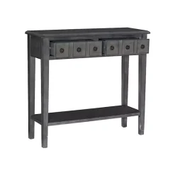 Hot Kirklands Home Wooden Console Table with Double Drawers Gray