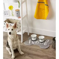 Best Kirklands Home Gray Woof Bone Pet Bowl Mat