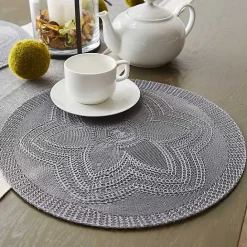 Clearance Kirklands Home Woven Round Placemats, Set of 6 Gray