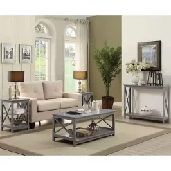 Kirklands Home X-Frame Single Shelf Coffee Table Gray