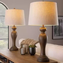 Sale Kirklands Home Gray-Brown Spindle Table Lamps, Set of 2 Tan