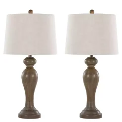Sale Kirklands Home Gray-Brown Spindle Table Lamps, Set of 2 Tan