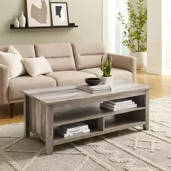 Discount Kirklands Home wash Grooved Side Panel Coffee Table Gray