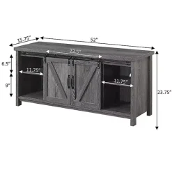 Hot Kirklands Home wash Russ Barn Door Media Cabinet Gray