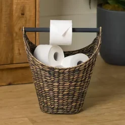 Hot Kirklands Home Graywash Seagrass Toilet Paper Holder Basket Brown