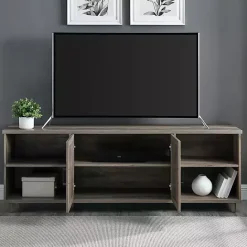 Sale Kirklands Home wash Wood Helix Open Shelf TV Stand Gray