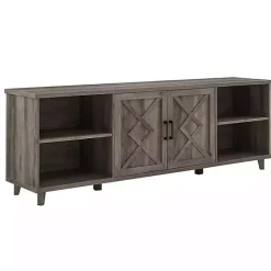 Sale Kirklands Home wash Wood Helix Open Shelf TV Stand Gray