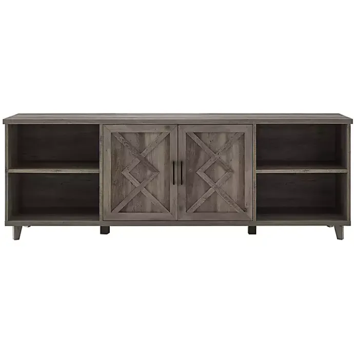 Sale Kirklands Home wash Wood Helix Open Shelf TV Stand Gray