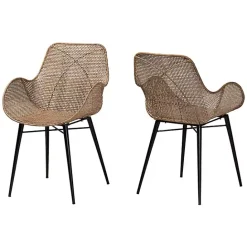 Outlet Kirklands Home Graywashed Metal Flared Dining Chairs, Set of 2 Brown