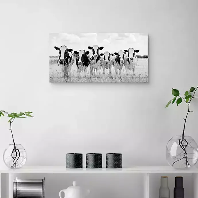 Sale Kirklands Home Grazing Cow Monochrome Canvas Art Print, 35x17 in.