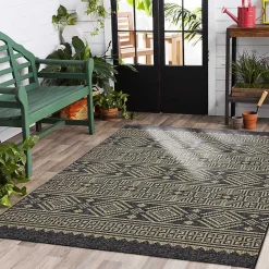 New Kirklands Home Greek Key Sun Shower Outdoor Area Rug, 7x9