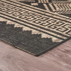 New Kirklands Home Greek Key Sun Shower Outdoor Area Rug, 7x9