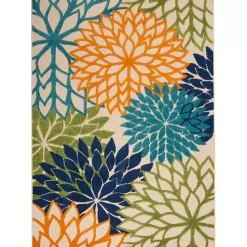 Discount Kirklands Home Green and Blue Floral Burst Outdoor Area Rug, 6x9