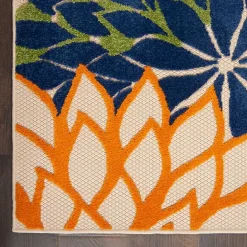 Discount Kirklands Home Green and Blue Floral Burst Outdoor Area Rug, 6x9