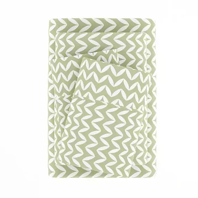 Online Kirklands Home Green and White Chevron 3-pc. Twin Sheet Set
