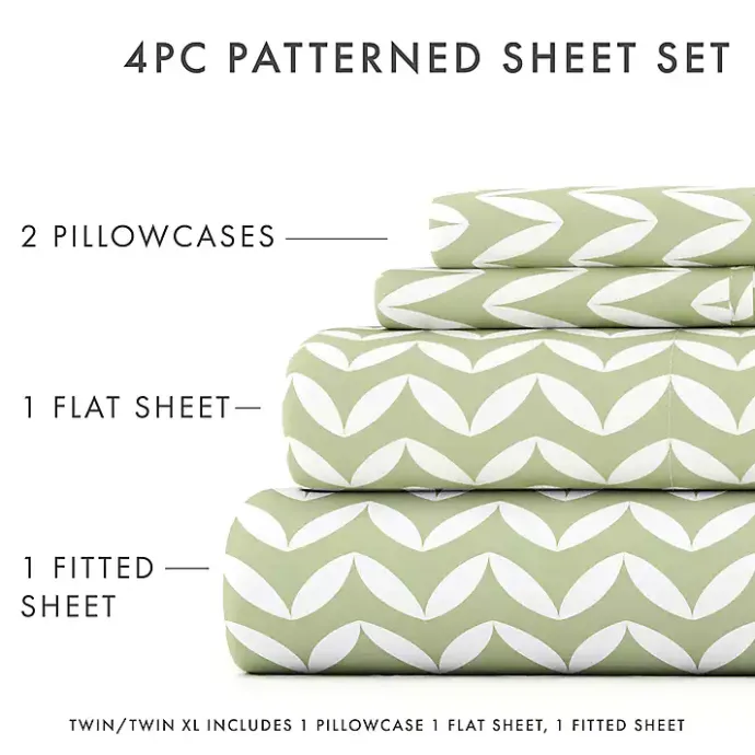 Online Kirklands Home Green and White Chevron 3-pc. Twin Sheet Set