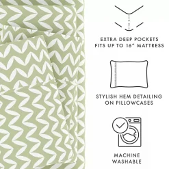 Online Kirklands Home Green and White Chevron 3-pc. Twin Sheet Set