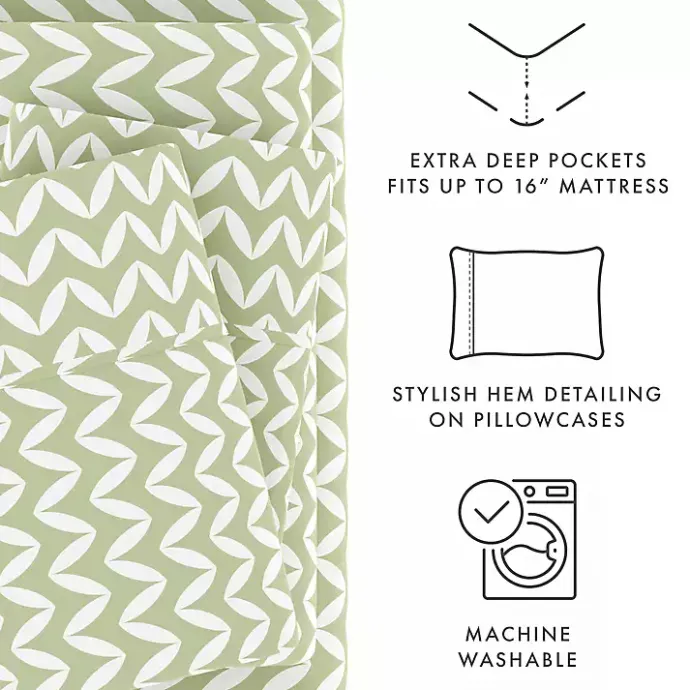 Online Kirklands Home Green and White Chevron 3-pc. Twin Sheet Set