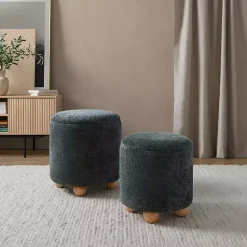 Kirklands Home Bacci Nesting Ottomans, Set of 2 Green