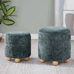 Kirklands Home Bacci Nesting Ottomans, Set of 2 Green