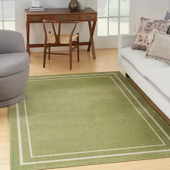 Outlet Kirklands Home Green Bordered Indoor/Outdoor Area Rug, 6x9