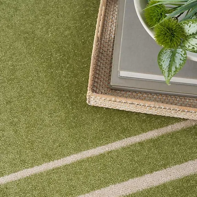 Outlet Kirklands Home Green Bordered Indoor/Outdoor Area Rug, 6x9