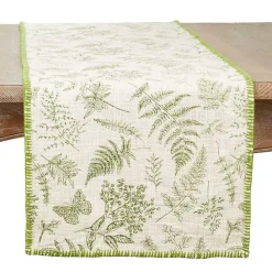 Online Kirklands Home Green Botanical Whipstitch Table Runner