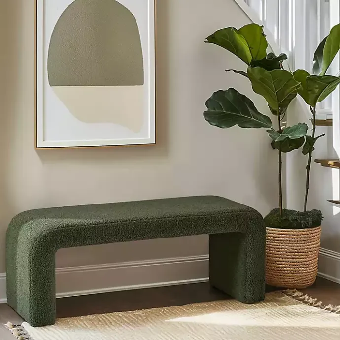 New Kirklands Home Boucle Waterfall Bench Green