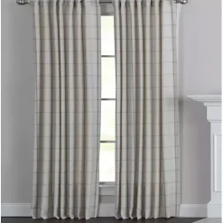 Discount Kirklands Home Green Checkered Single Curtain Panel, 84 in.