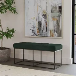 Clearance Kirklands Home Faux Suede Upholstered Metal Frame Bench Green