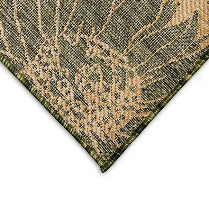 Sale Kirklands Home Green Floral Blooms Outdoor Area Rug, 4x7