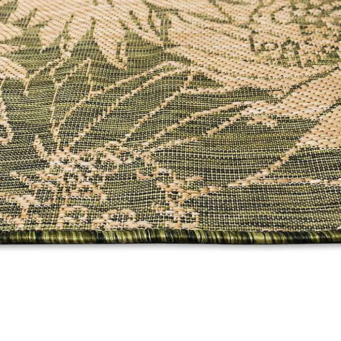 Sale Kirklands Home Green Floral Blooms Outdoor Area Rug, 4x7