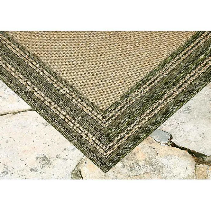 New Kirklands Home Green Framed Border Outdoor Area Rug, 7x9