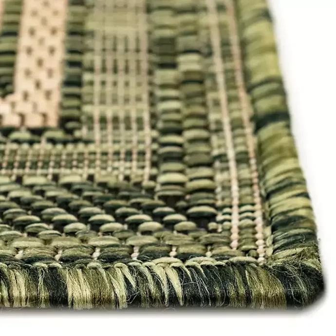 New Kirklands Home Green Framed Border Outdoor Area Rug, 7x9