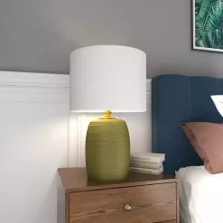 Hot Kirklands Home Green Glass Fiola Table Lamp White