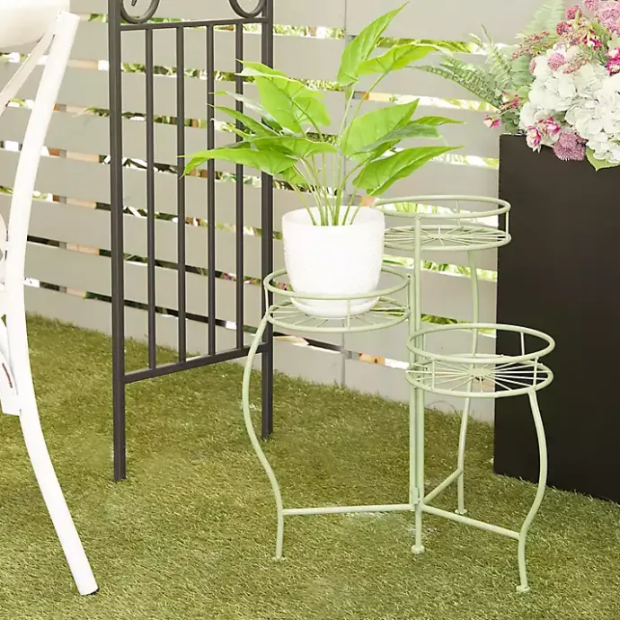 Sale Kirklands Home Metal Starburst 3-Tier Plant Stand Green
