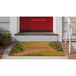 Online Kirklands Home Green Palm Fronds Welcome Coir Doormat