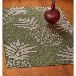 Sale Kirklands Home Green Pineapple Outdoor Area Rug, 7x9