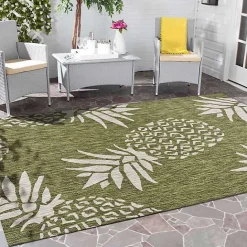 Sale Kirklands Home Green Pineapple Outdoor Area Rug, 7x9