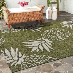 Sale Kirklands Home Green Pineapple Outdoor Area Rug, 7x9