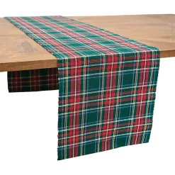 Kirklands Home Red Jewel Plaid Christmas Table Runner Green