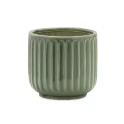 Clearance Kirklands Home Ribbed Terracotta Planters, Set of 3 Green