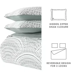 Kirklands Home Green Scalloped Reversible 3-pc. King Quilt Set