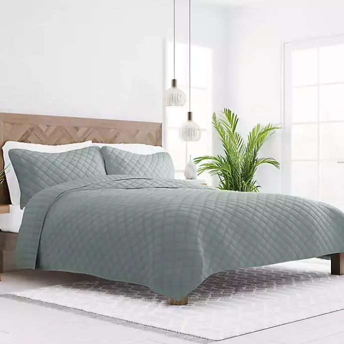 Outlet Kirklands Home Stitched Diamond 2-pc. Twin Quilt Set Green