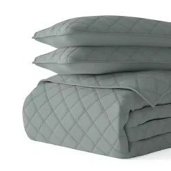 Clearance Kirklands Home Stitched Diamond 3-pc. Queen Quilt Set Green