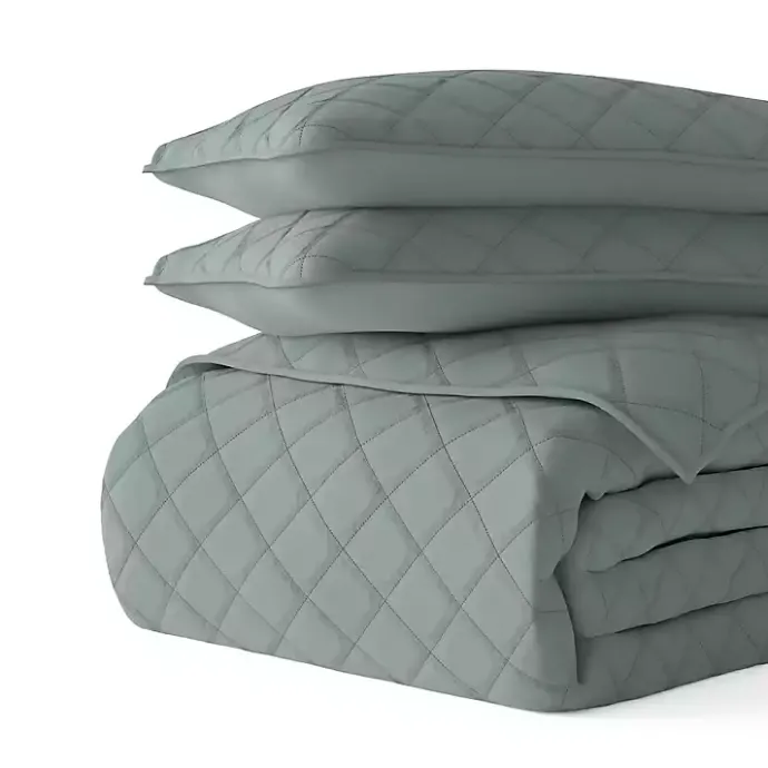 Hot Kirklands Home Stitched Diamond 3-pc. King Quilt Set Green