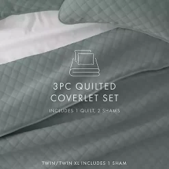 Hot Kirklands Home Stitched Diamond 3-pc. King Quilt Set Green