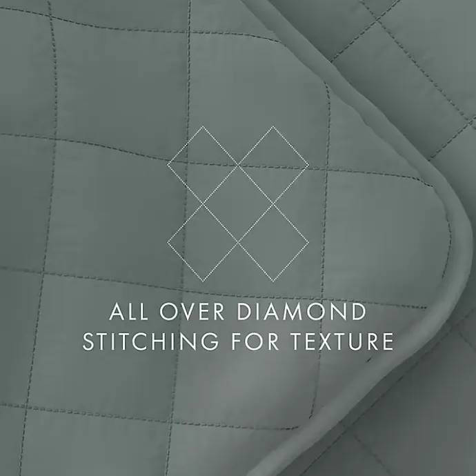 Hot Kirklands Home Stitched Diamond 3-pc. King Quilt Set Green